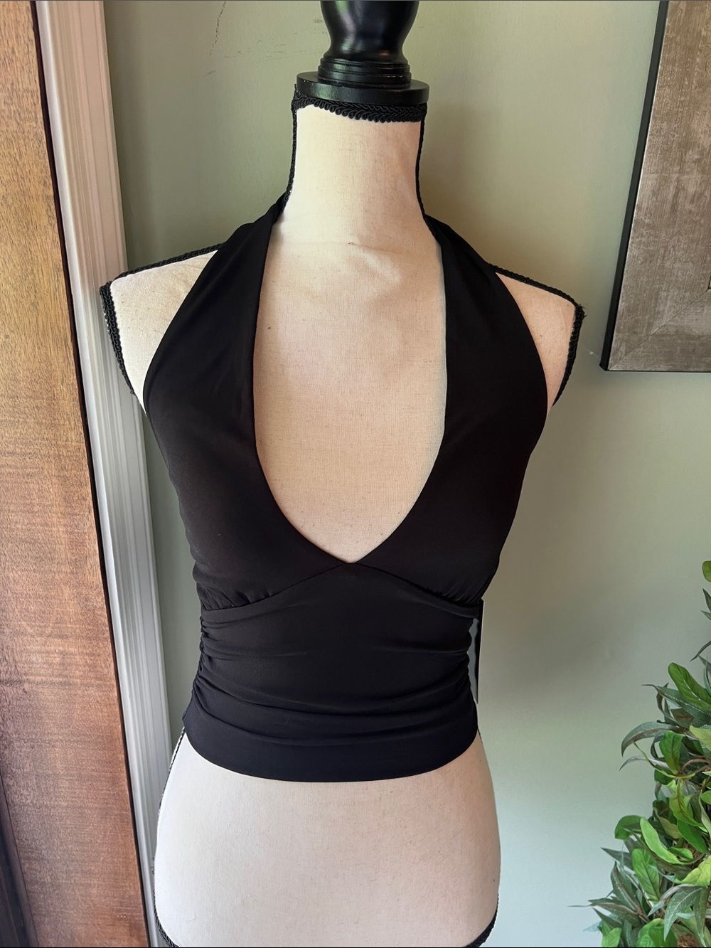 Moa Moa Black Halter V-Neck Camisole